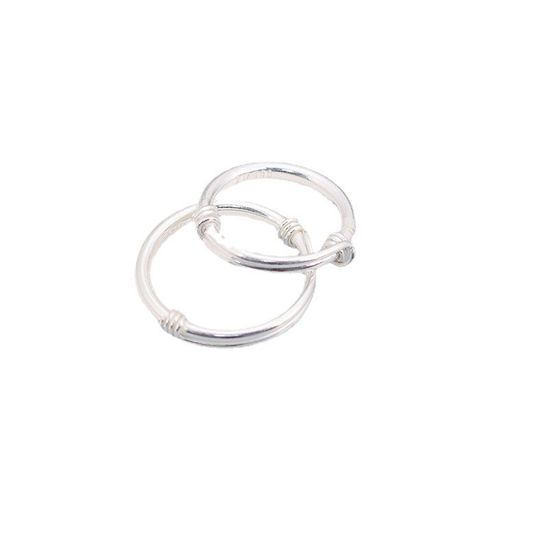 Women's & Men's Pure Sier Minimalist Design Sterling Push-pull Rings