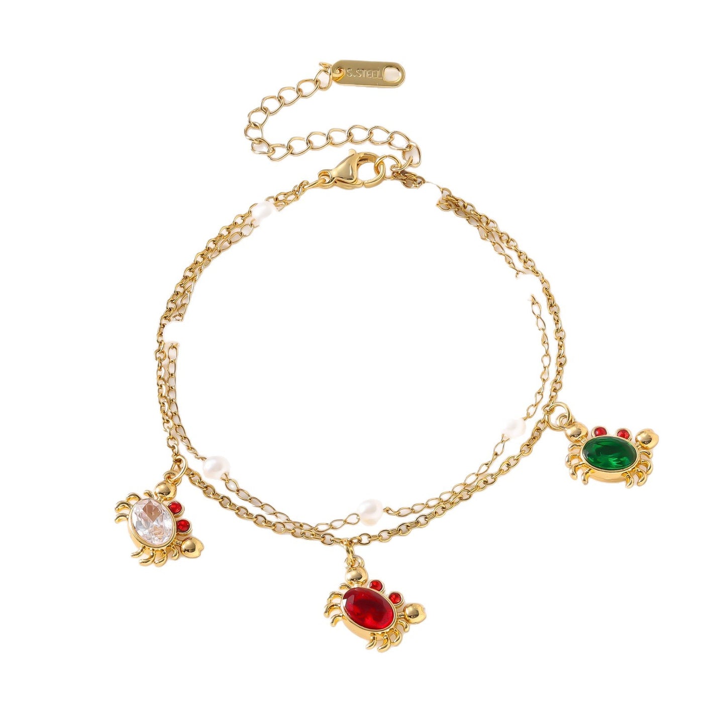 Steel Cherry Strawberry Crab Dolphin Turtle Fashion Inlaid Bracelets