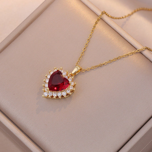 With Hearts Zircon Flower Special Interest Light Luxury Necklaces