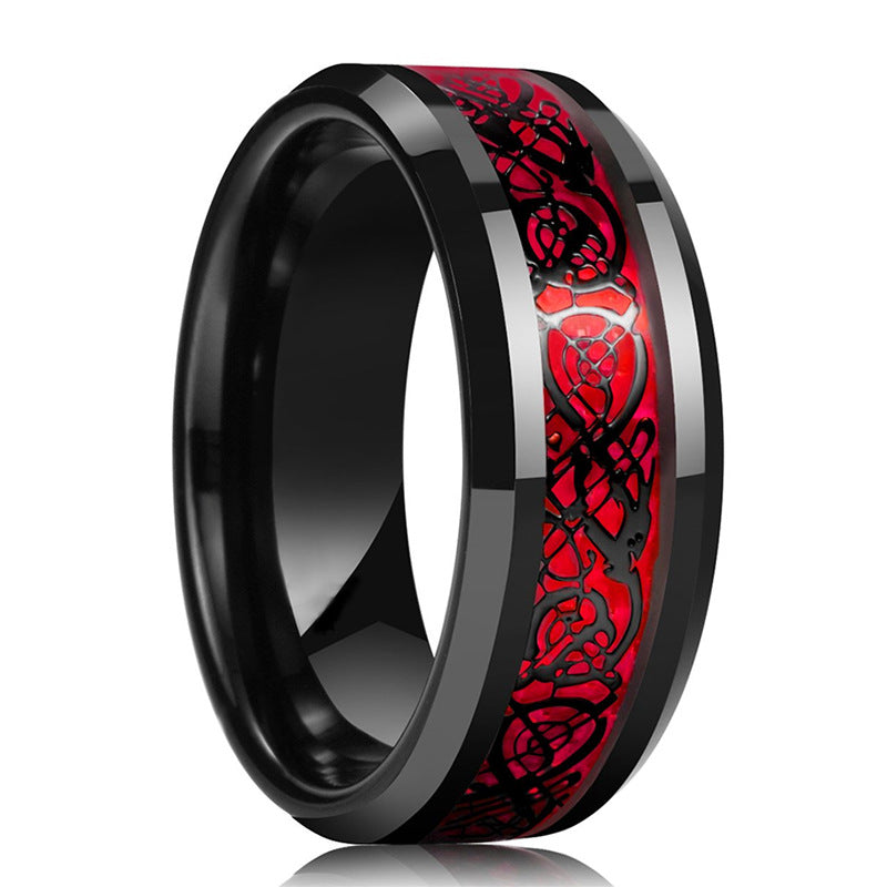 Men's Eye Ruby Female Stainless Steel Dragon Pattern Ring