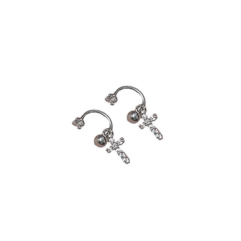 U-shaped Horseshoe Ear Bone Screw Cross Earrings