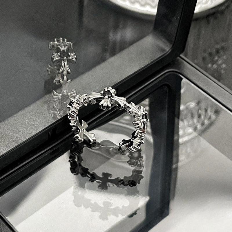 Vintage Cross Open Female Color Zircon Rings