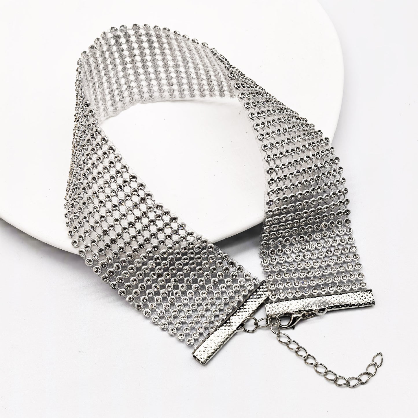 Mesh Plate Chain Full Diamond Beam Neck Collar