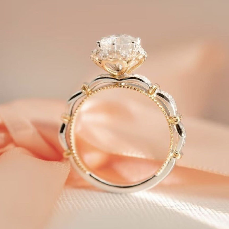 The Run Bridal Bouquet Diamond Zircon Female Two-color Rings