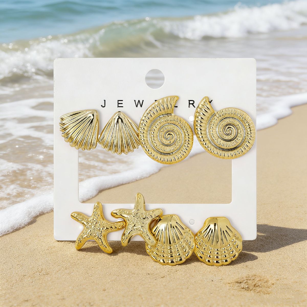 Women's Fashion High-grade Flower Starfish Heart Geometric Simple Match Stud Earrings