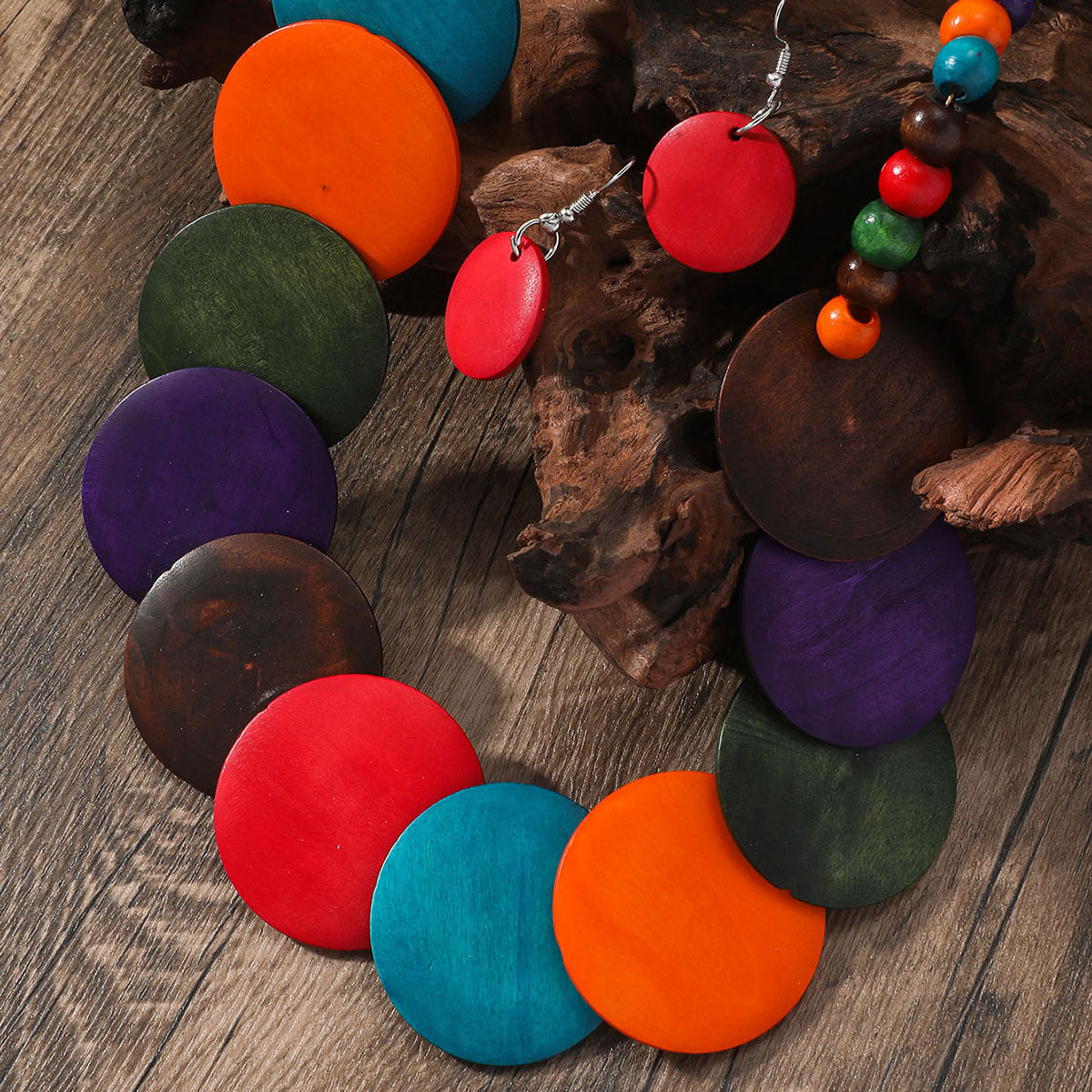 Women's Big Round Slice Beaded Bohemian Ethnic Jewelry Set