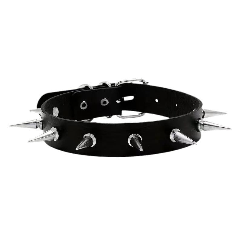 Nightclub Leather Creative Rivet Pointed Nail Collar