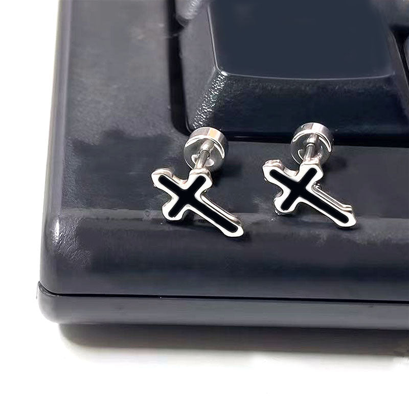 Titanium Steel Ear Simple Compact Four-leaf Clover Peach Heart Five-star Stud Earrings