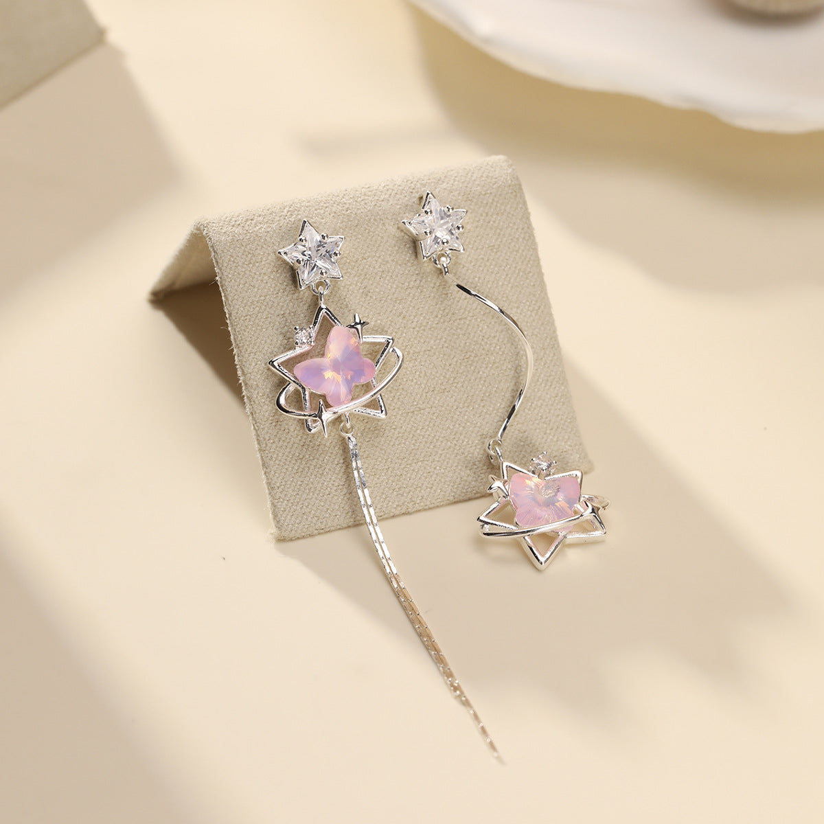Star Rail Advanced Sweet Exquisite Sier Pin Colored Drip Glaze Stud Earrings