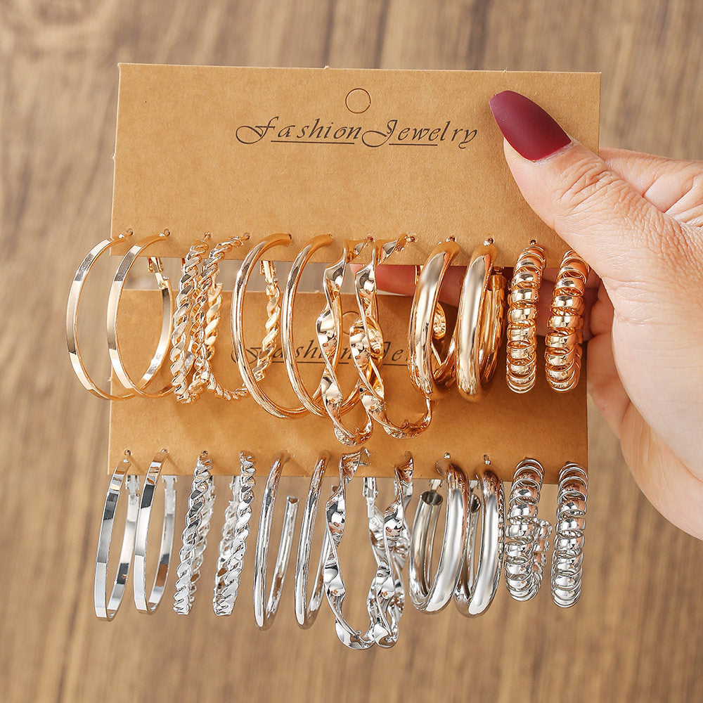 Shaped Ear Pairs Personalized Alloy Electroplated Circle Earrings