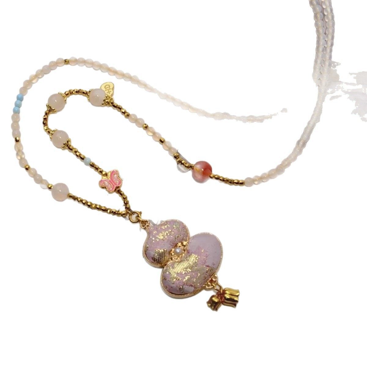 Women's Song Dynasty Brocade Pink Calabash Pendent Light Luxury High-grade Beaded Necklace