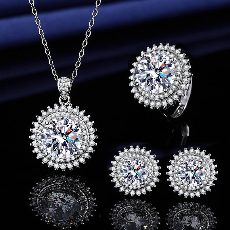 Women's Blue Red Yellow Green Purple White Gemstone Zircon Princess Jewelry Set