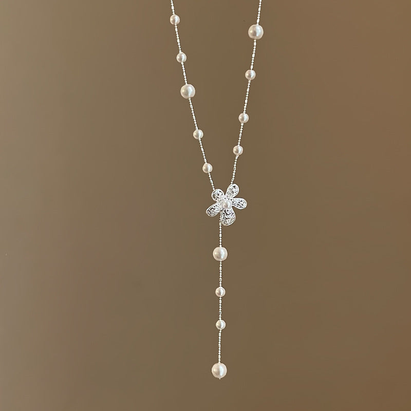 Women's Korean Style Pearl Flower Adjustable Simple Temperament Fashion Necklaces