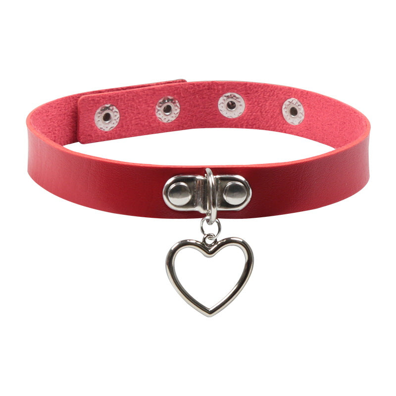 Soft Leather Love Heart Shaped Female Neckband Clavicle Necklaces
