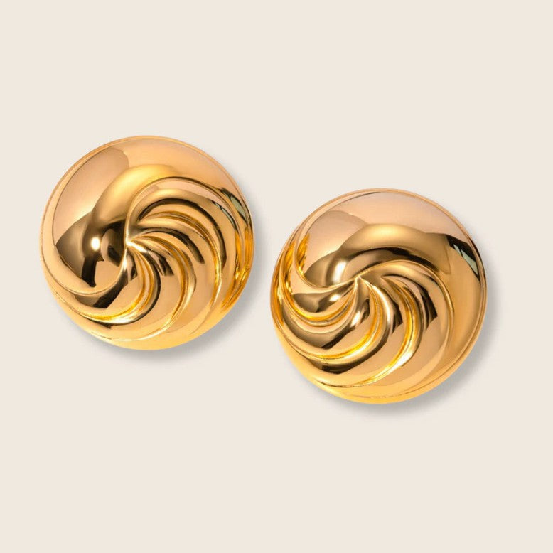 One Large Small Overlapping Stainless Steel Eardrops Gold Rings