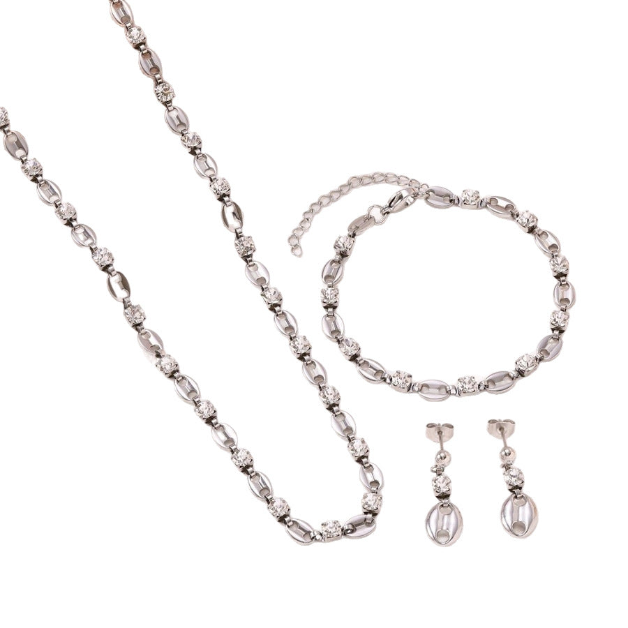 Pig Nose Diamond Ear Trendy High Quality Jewelry Set