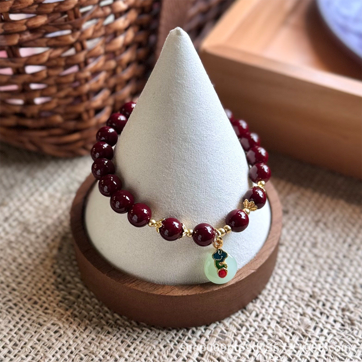 Chinese Retro Cinnabar Glaze Female National Fashion Temple Cultural Creative Bracelet