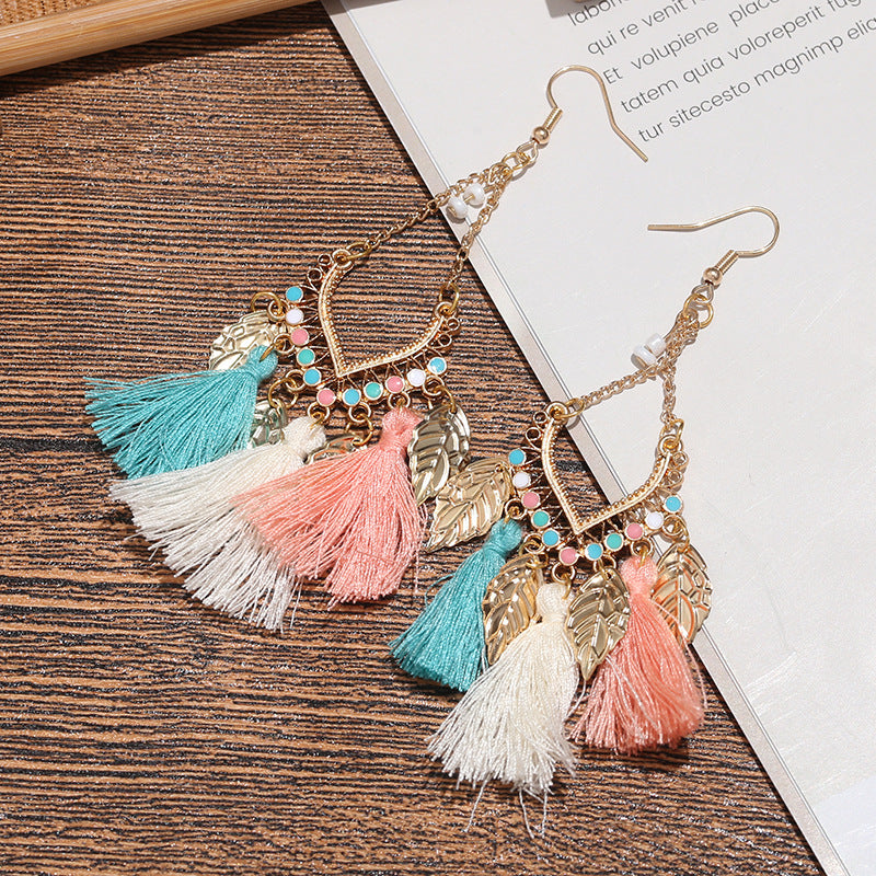 Women's Ornament Ethnic Style Tassel Fringe Ear Hook Earrings