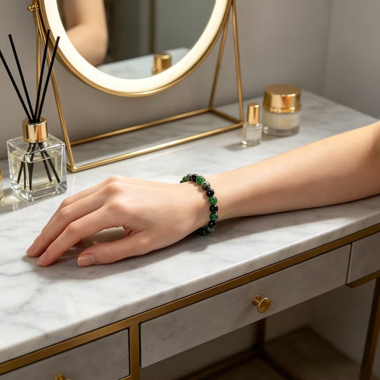 Women's Green Aventurine Obsidian Natural Crystal Energy Bracelet
