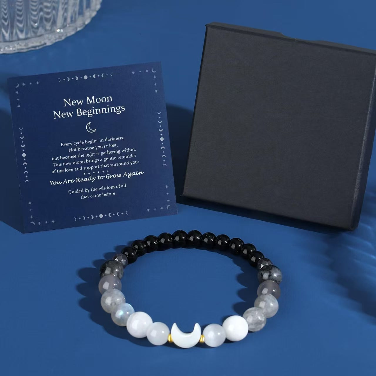 Natural Stone Obsidian Opal Beaded Cycle Encourage Elastic String Glitter Bracelet