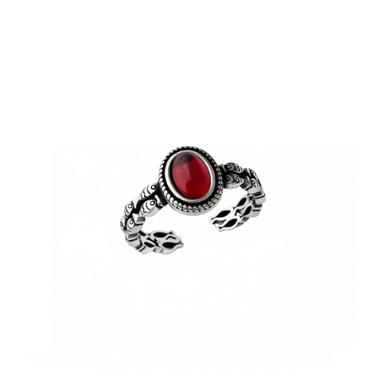 Women's Retro Yu Natural Gemstone Geometric Personalized Style Trendy Niche Ring