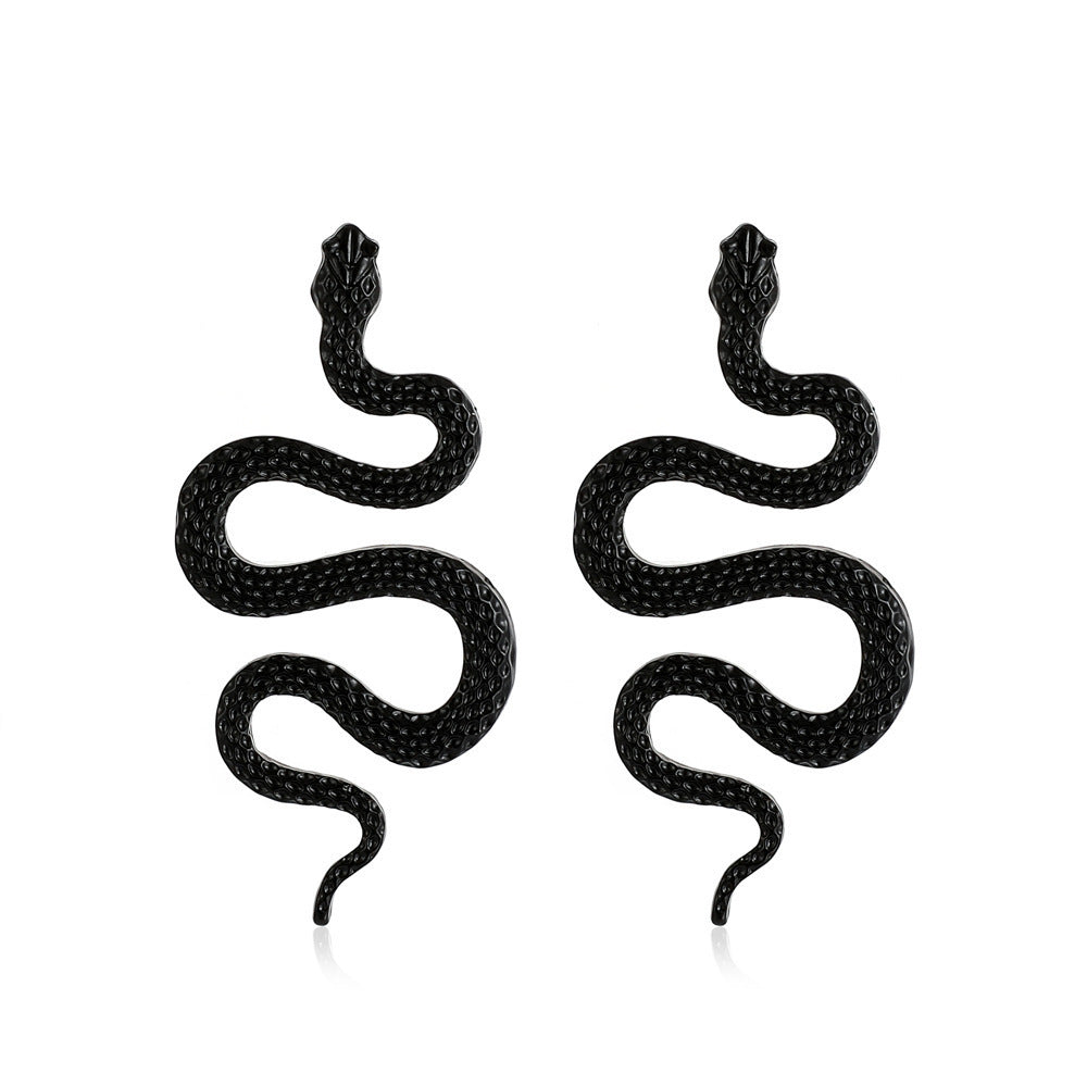 Unique Punk Style Snake Trendy Carved Snake-shaped Street Earrings