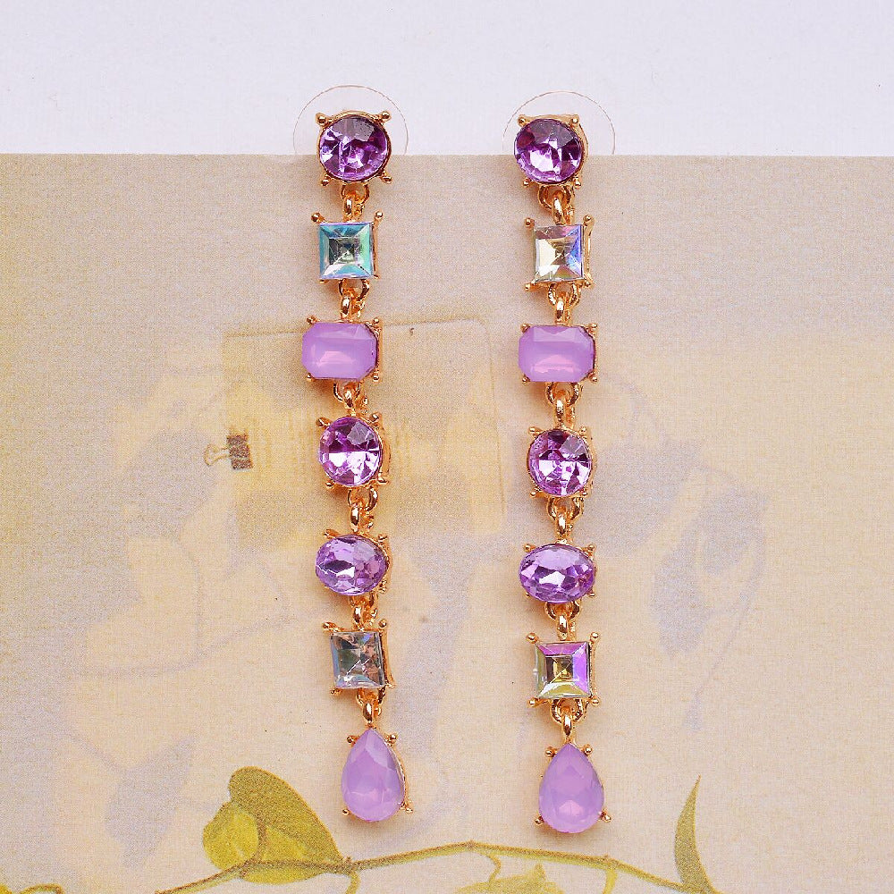 Crystal Small Fresh Long Tassel Fashionable Earrings