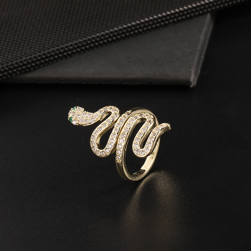 Women's Copper Zircon Electroplated Real Gold Open Index Ring