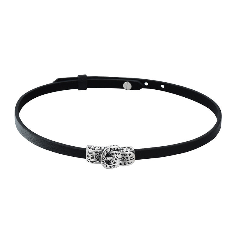 Women's Iti Buckle Cowhide Neckband Light Luxury High-grade Cold Collar