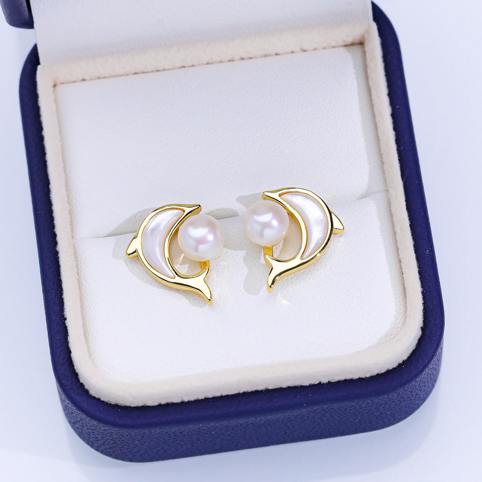Freshwater Pearl Ear Sier Needle Light Luxury High-grade Fritillary Earrings