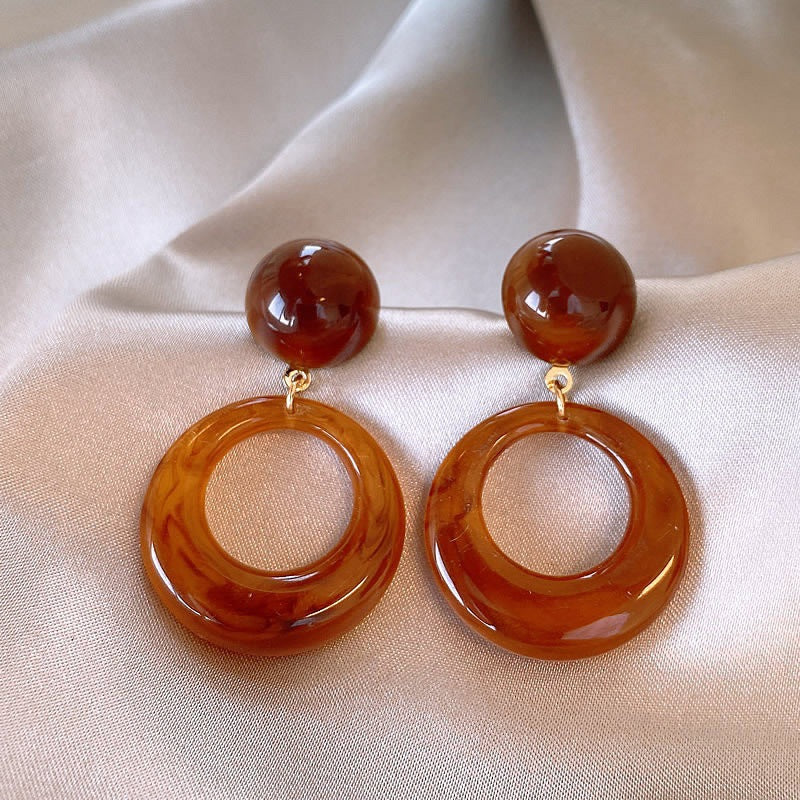 Women's Resin Geometric Round Unique Personality Wild Temperament Earrings