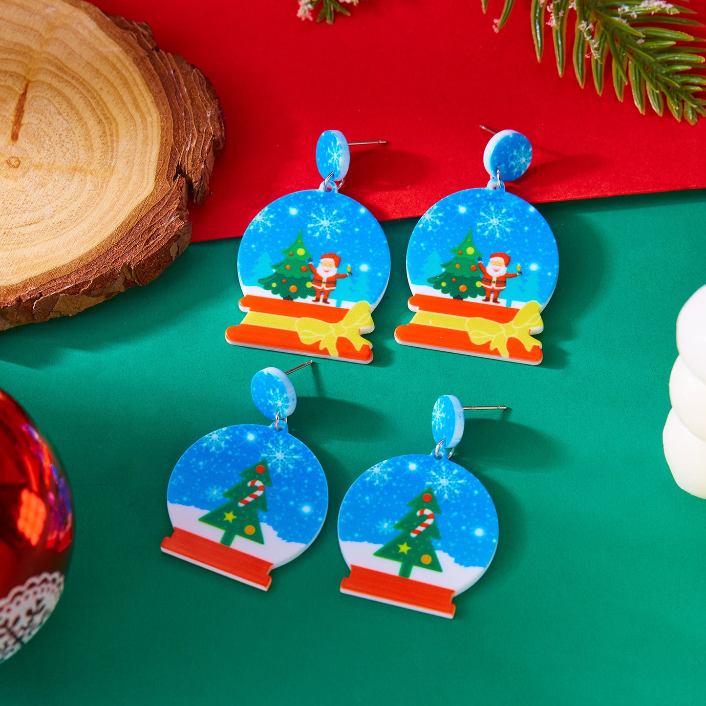 High-grade Christmas Santa Claus Tree Bell Earrings