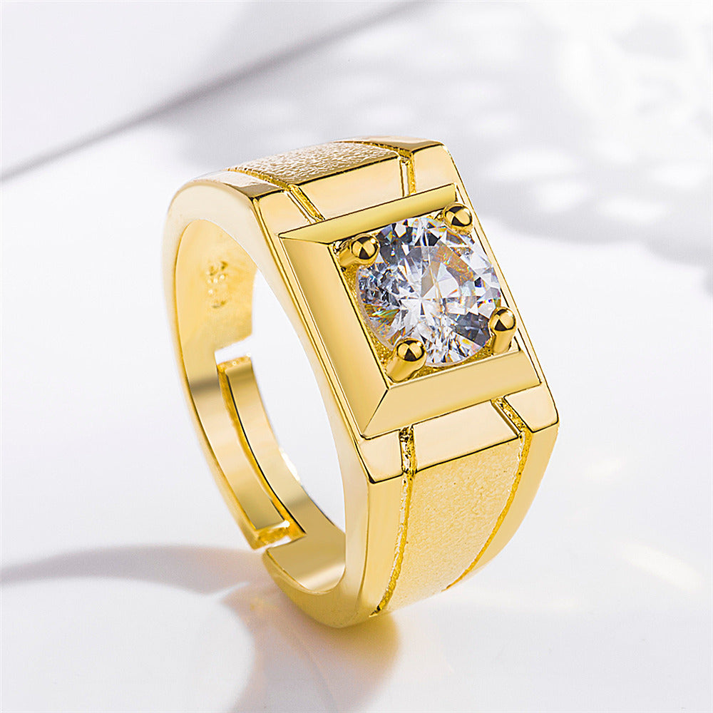 Men's Source Moissanite Open Mouth Man's Domineering Opening Adjustable Ring