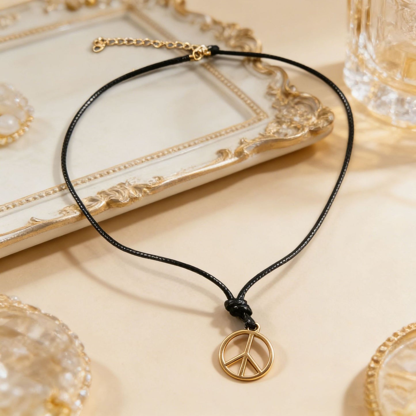 Simple Personality Round Peace Sign Fashion Jewelry Set