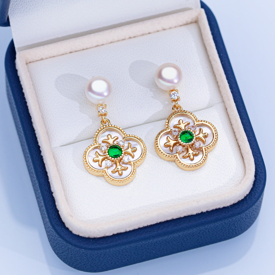 Freshwater Pearl Ear Sier Needle Light Luxury High-grade Fritillary Earrings