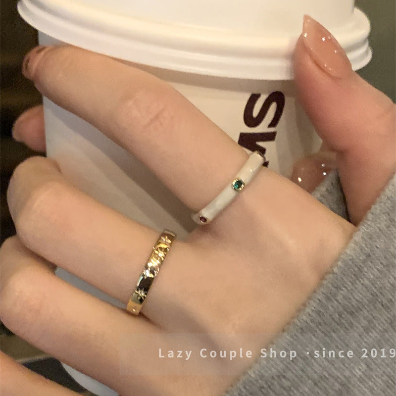 Style Pearl Zircon Butterfly Female Niche High-grade Rings