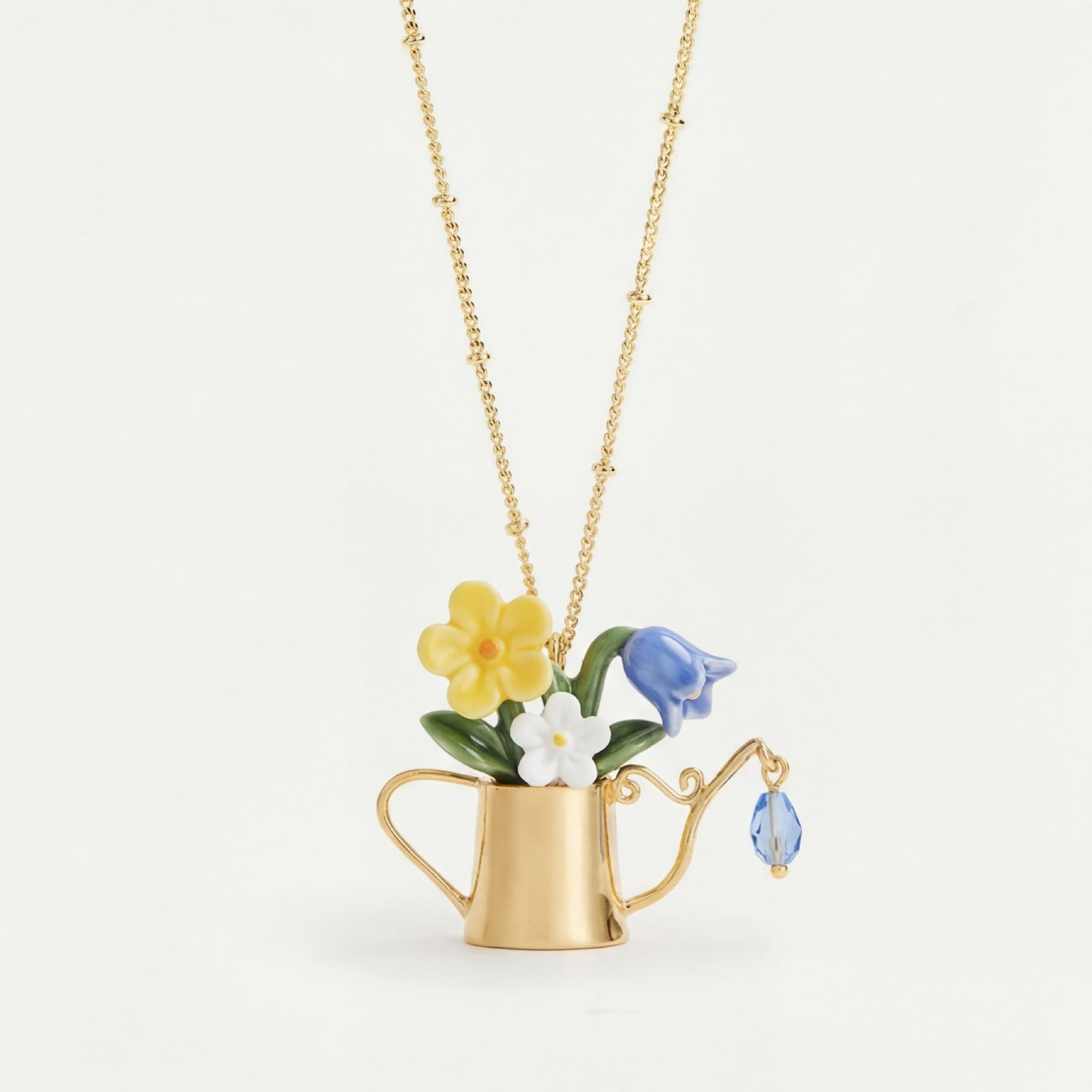Spring Atmosphere Flower Fresh Pastoral Pot Shape Blue Minority Necklaces