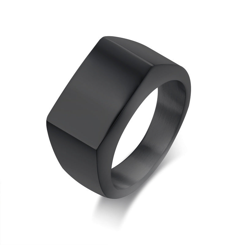 Fashion Simple Glossy Rectangular Stainless Steel Ring