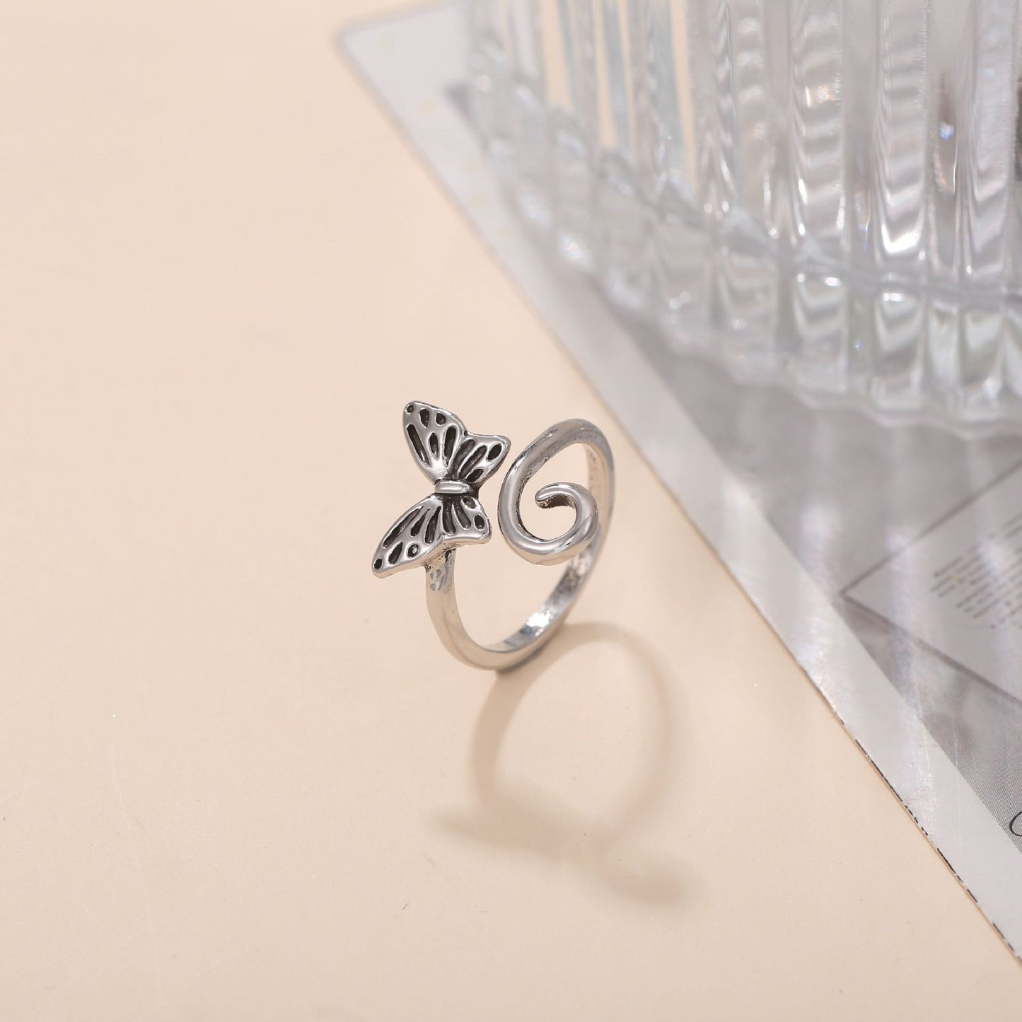 Men's Retro Trendy Sier Open Single Lucky Rings