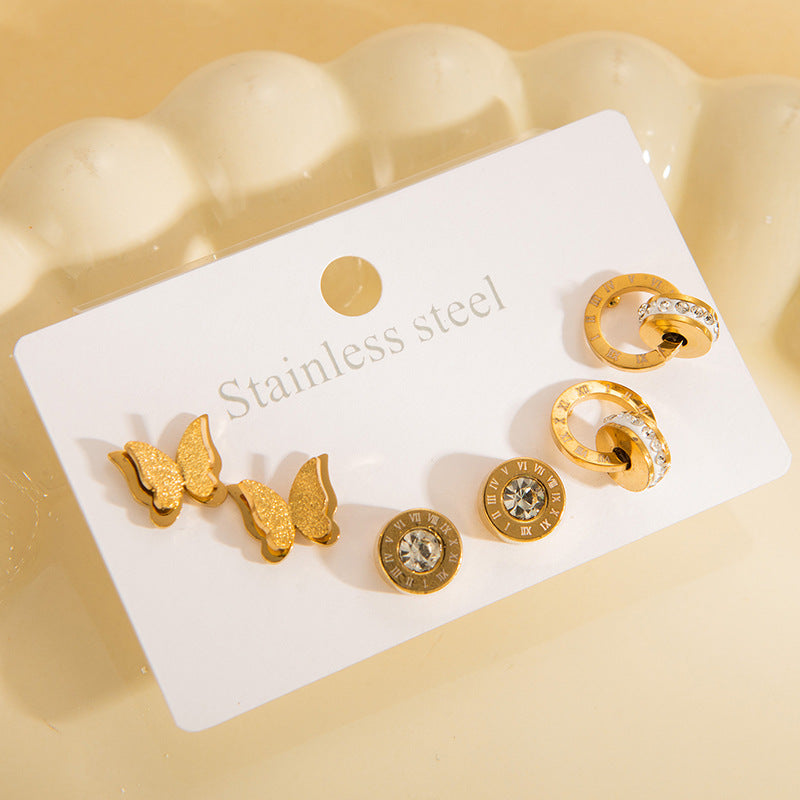 Titanium Steel Ear Exquisite Small Gold-plated Earrings