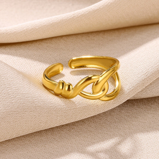 Women's Simple Line Open Stainless Steel Gold-plated Rings