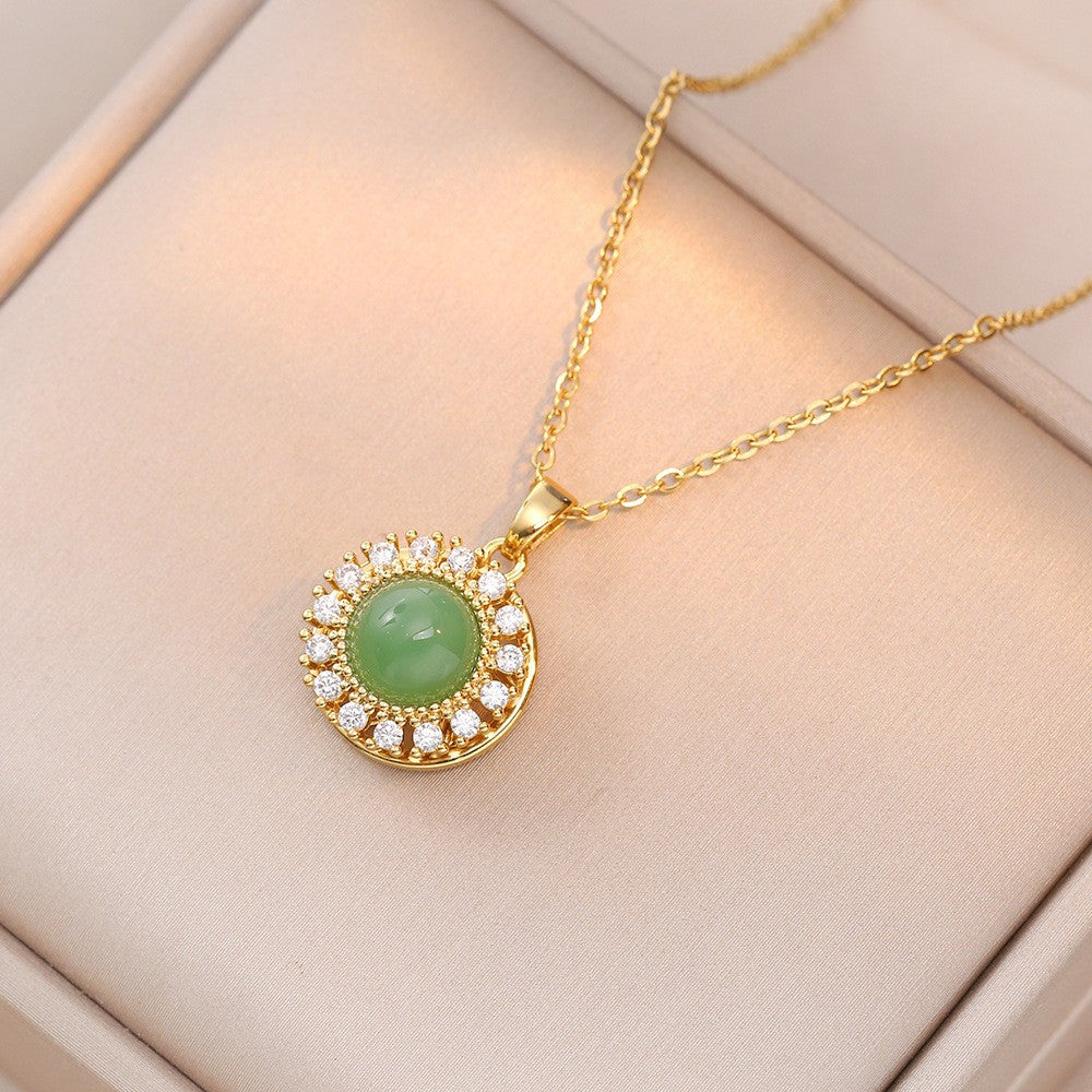 Women's Colorful Flower Titanium Steel Clavicle Chain Necklace