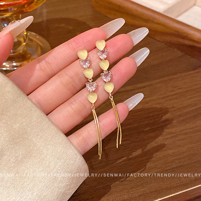 Women's Stone Ear Graceful Geometric Love High-grade Earrings