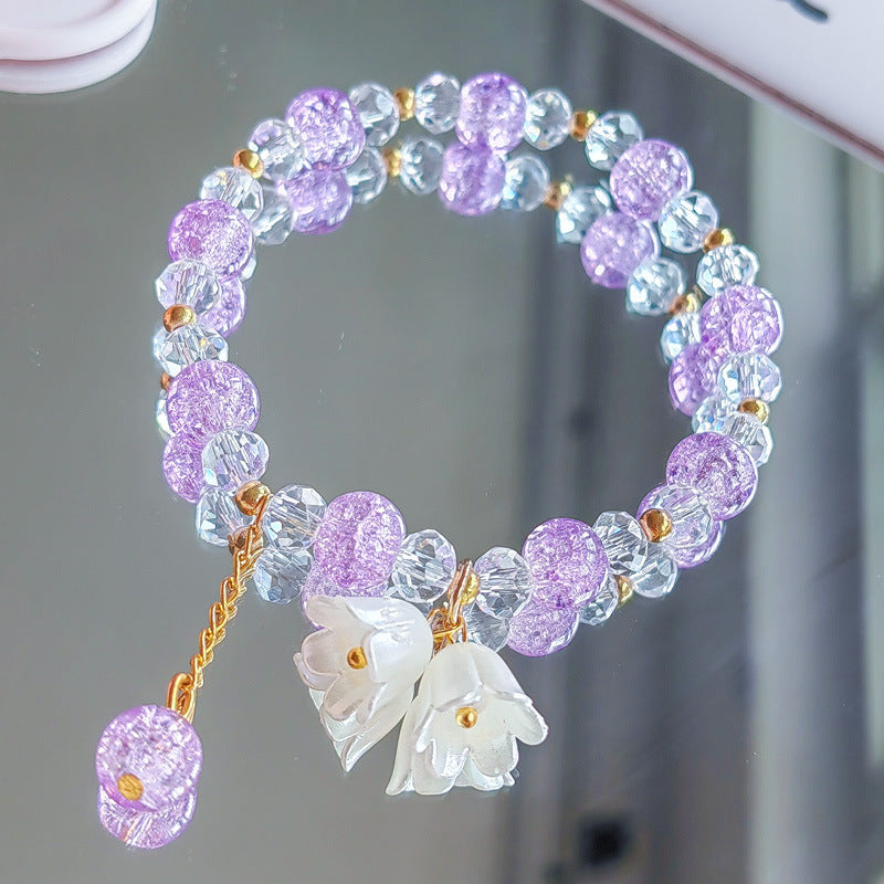 Two-color Lily Female Temperament Small Crystal Bracelet