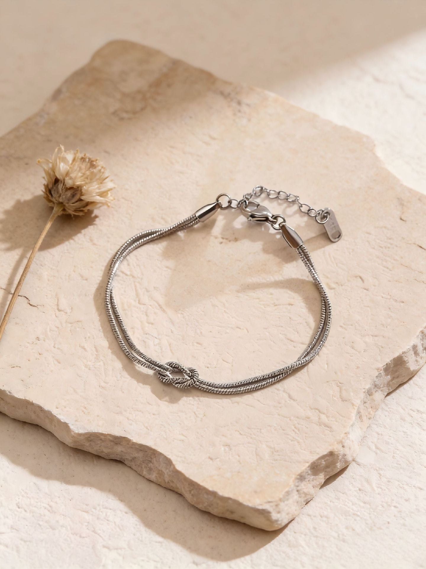 Titanium Steel Female Design Love Knot Snake Bones Chain Simple Bracelet