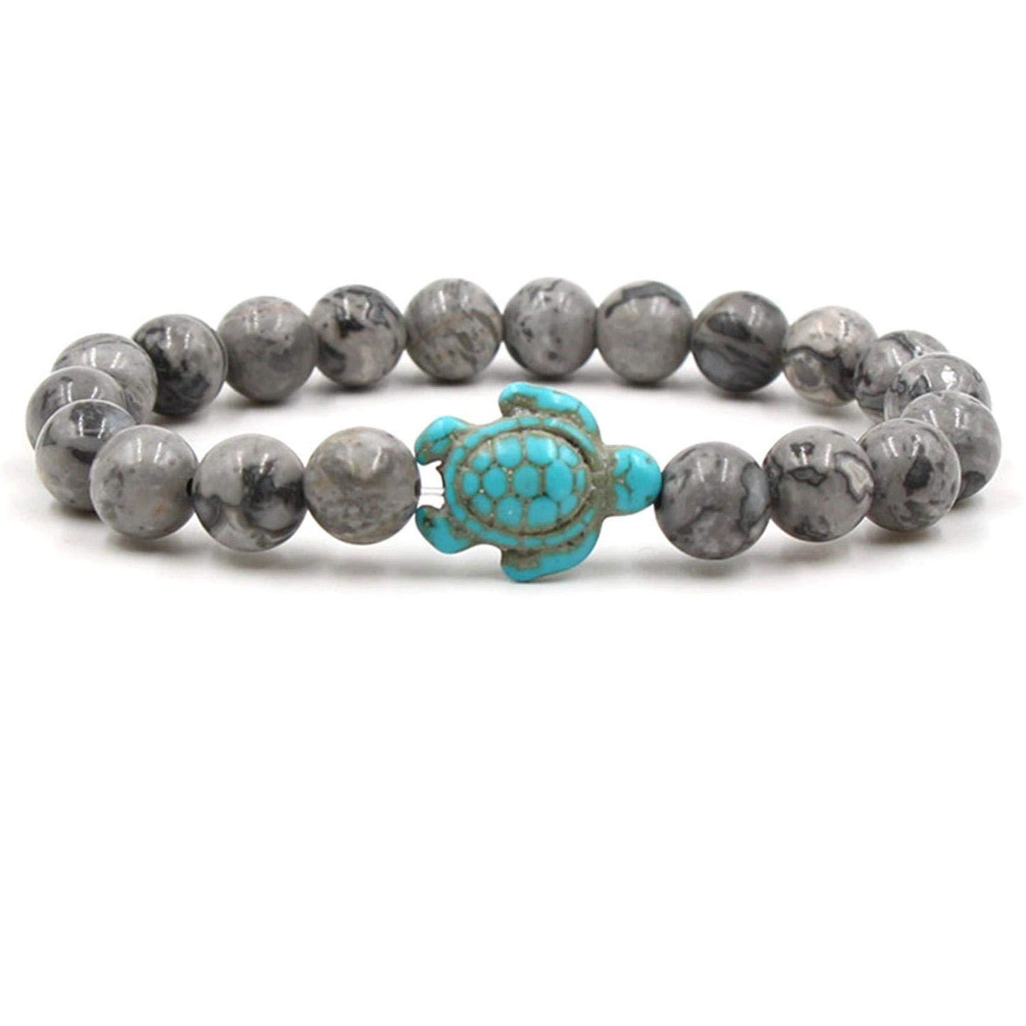 Turtle Turquoise Volcanic Rock White Beads Bracelets