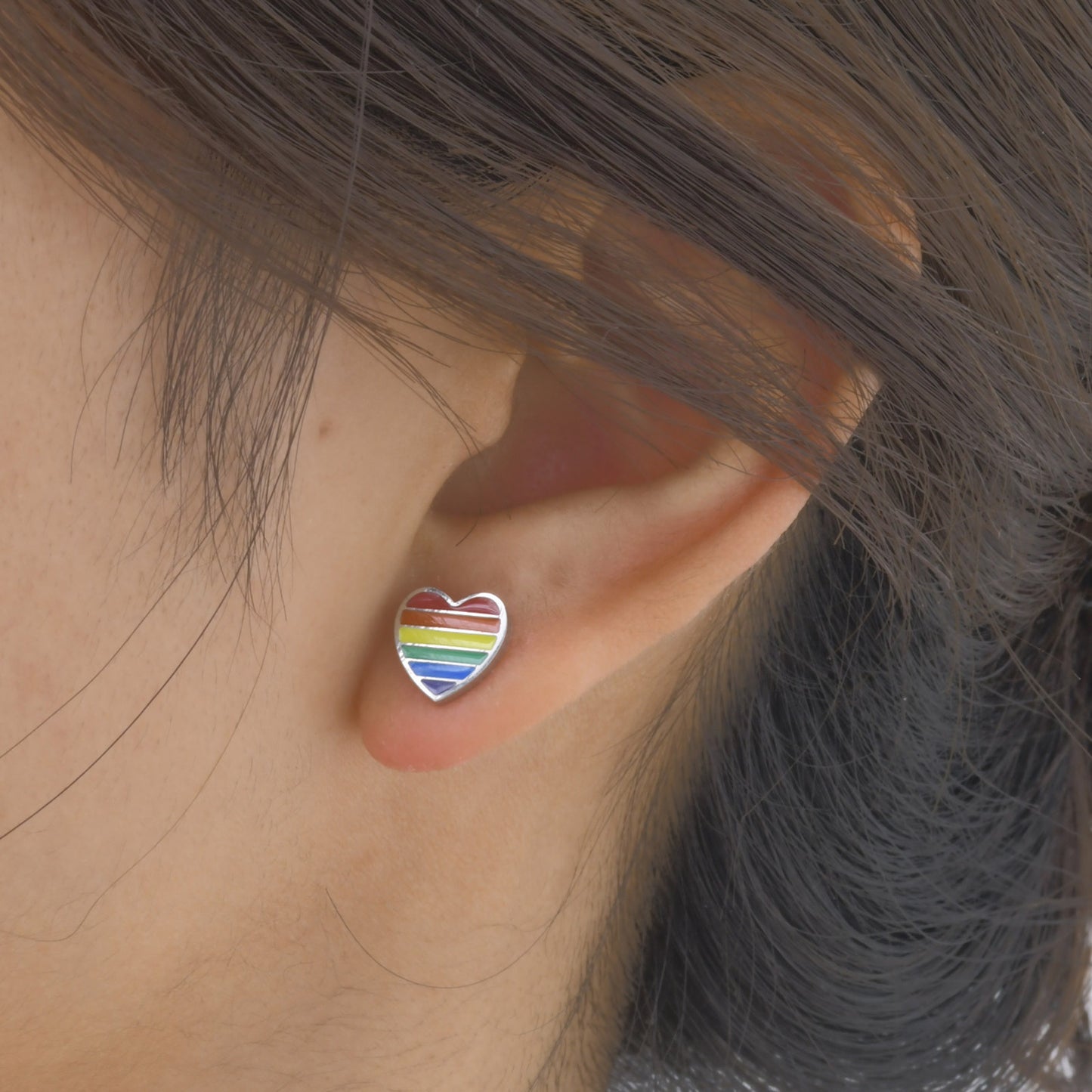 Stainless Steel Epoxy Heart Shaped Love Stud Earrings