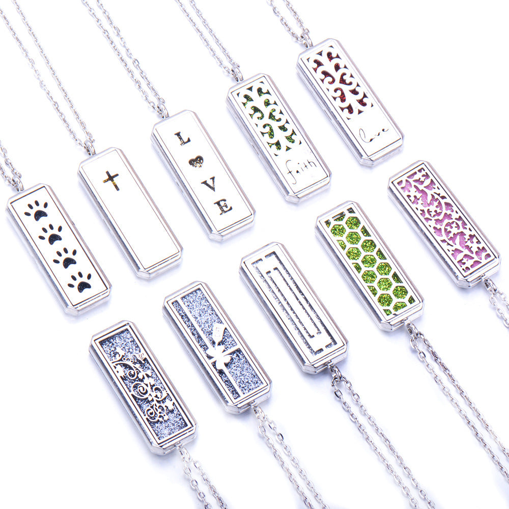 Stainless Steel Rectangular Essential Oil Open Long Necklaces