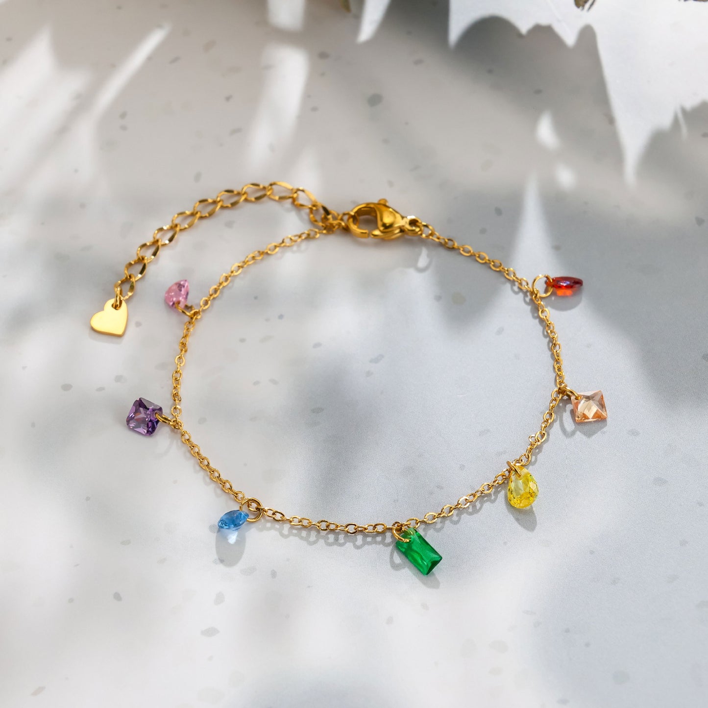 Korean Style Colorful Crystals Jade Stainless Steel Bracelets