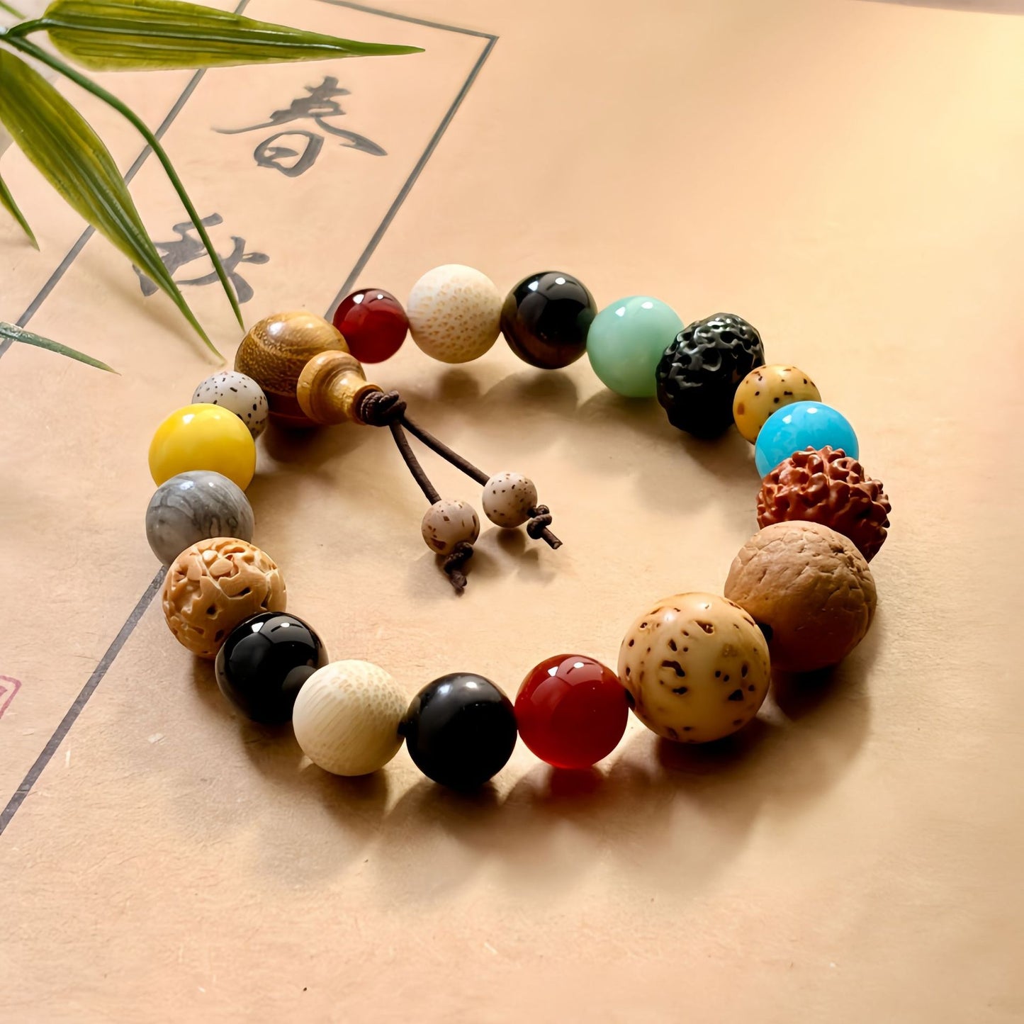 Women's & Men's Spot Seeds Multi Jewels Bodhi Prayer Bracelet